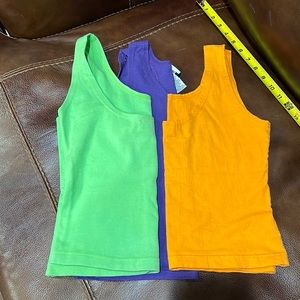 3 ~ Workout Tanks Bright Green, Orange & Purple